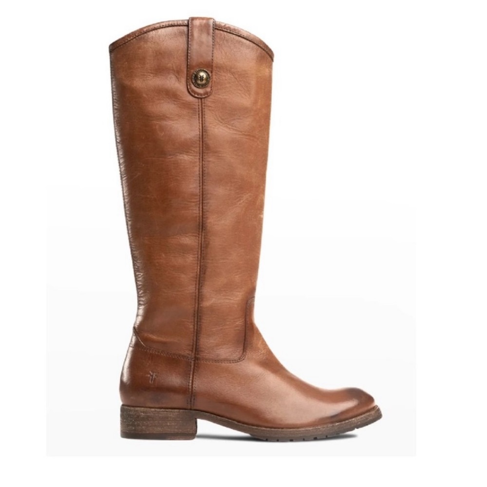 Frye Brown Melissa Boots Tall Riding Leather Knee
High Size 8.5 Button Lug Sole